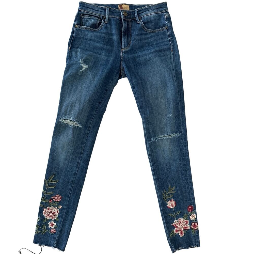 Driftwood Embroidery Flower Jackie Classic Fit 25 Blue Jeans $158 Free People